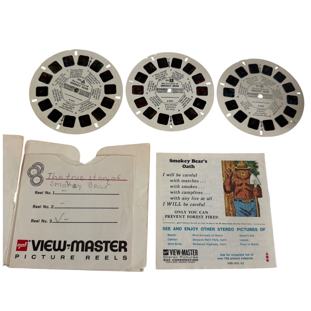 Vintage View-Master Model C Bakelite Viewer w/ 1969 Smokey Bear 3-Reel Set B405 - Picture 13 of 16
